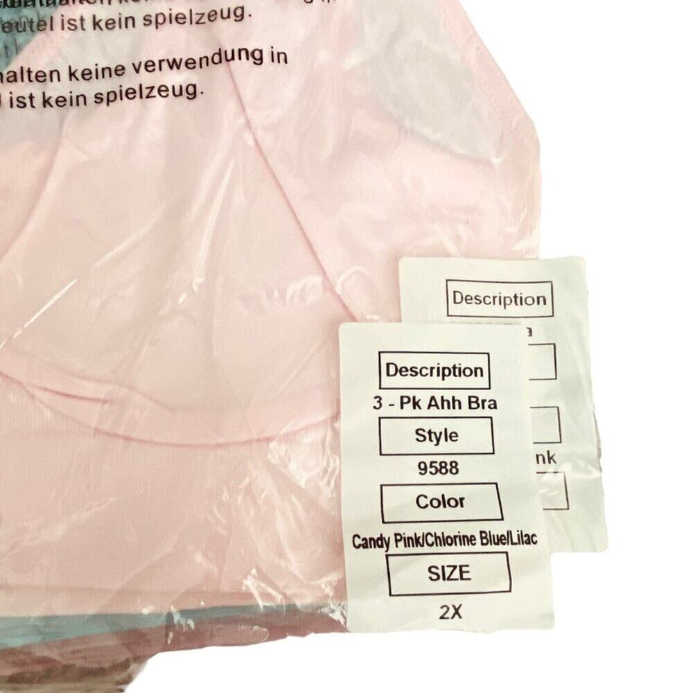 NWT RHONDA SHEAR 3 PACK AHH BRA: PINK, TEAL, LAVENDER SZ 2X - Picture 6 of 8